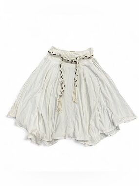 Y2K Ella Moss boho peasant jersey skirt w/ braided wood bead belt